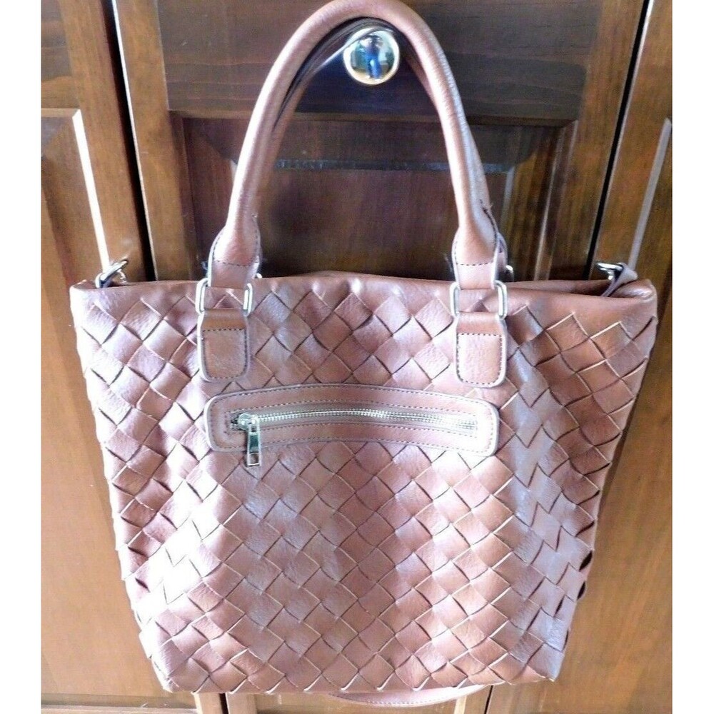 Miztique Handbag Purse Tote  Cross Body  Light Brown Dark Tan